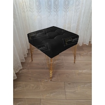 Modern Dilim Puf Ayakucu Puf Gold Metal Ayak 45 45 Siyah