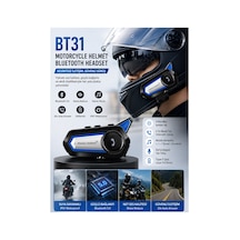 Bt31 Motosiklet Kask Bluetooth Kulaklık Interkom Su Geçirmez Moto Intercomunicador Bluetooth V5.2 Led Işıklı Kask Kulakığı Otomatik Çağrı Cevaplama İntercom