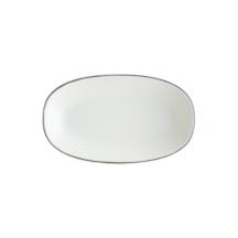 Retro Gourmet 12 Adet 19x11cm Siyah Kenar Çizgili Porselen Oval Tabak