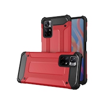 Kilifone - Xiaomi Uyumlu Redmi Note 11 Global - Kılıf Çift Katman Zırh Tank Crash Military Kapak - Kırmızı