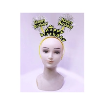 Happy Birthday Püsküllü Neon Sarı Renk Doğum Günü Tacı 22x19 Cm - Parti Taçları - Parti Ve Kutlama 0 - 99