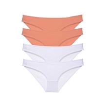 Royaleks 4 Adet Eko Set Likralı Kadın Slip Külot Pudra Beyaz S