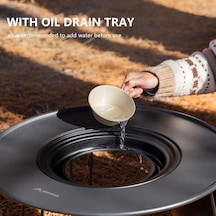 Tr Katlanabilir Kamp Masası, Izgaralı Mangal Özellikli, Taşınabilir Outdoor Piknik Masası, Siyah, Yuvarlak