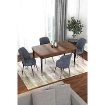 Canisa Concept Kor Serisi 70x114 Açılabilir Mutfak Masası Takımı Barok Desen Masa 4 Füme Sandalye Masa Barok Ahşap 4 Füme Sandalye