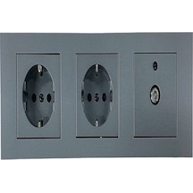 Ovivo Grano Füme Topraklı Priz+ Topraklı Priz+tv Prizi+üçlü Çerçeve Set Üçlü Set