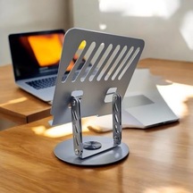 360 Derece Sonsuz Pozisyonda Dönebilen Katlanabilir Metal Alaşımlı Yükseklik Ve Açı Ayarlı Kaydırmaz Tablet Notebook Ve Laptop Standı Laptop Notebook Ve Tablet Standı N4