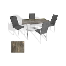 Japon - Gözde Masa Takımı - 70x120 Werzalit, Wermodin Ve Allzalit Tabla - Old Pine - Taytüyü Siyah Çok Renkli
