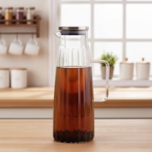 Metal Kapaklı Borosilikat Cam Yağdanlık Ve Sürahi 1000ml 11x26cm Çok Amaçlı İçecek Ve Sıvı Gıda Saklama Çok Renkli