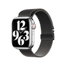 Apple Watch 7 45mm Uyumlu Zore Krd-121 Metal Hasır Kordon Siyah