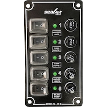 5 Anahtarlı Izoleli Dikey Swıtch Panel / Tekne Ve Karavan Sigorta Paneli / Elektrik Kumanda Paneli