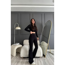 Style Of Style Yüksek Bel Likralı İspanyol Pantolon siyah