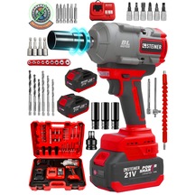 Steiner 21v 1100 Nm Kömürsüz Torklu Çift Akülü 10 Pilli 1/2 Kırmızı Şarjlı Somun Sıkma Sökme Makinesi + 38 Parça