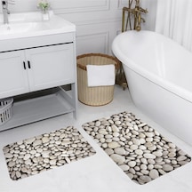 Rovigo Home Baskılı Kaymaz Taban 2 Li Banyo Paspas Takım Rvg5026-100X60-60X50 Çok Renkli