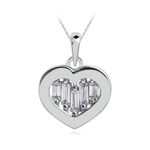 Diamond Line - Gülaylar - Beyaz Altın 8 Ayar Kalp Kolye Standart N11.23596