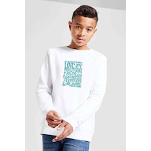 Tshirthane Love Joy Peace Baskılı Unisex Çocuk Beyaz Sweatshirt (534643154) Beyaz