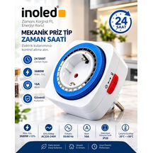 İnoled 3070 Mekanik Priz Tipi Zaman Saati 24 Saat Programlanabilir 16a 3680w