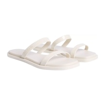 Kadın Ck Double Bar Slide Terlik - Ekru Turtle Dove
