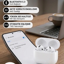 Tws Anc Kablosuz Bluetooth Kulaklık Beyaz Çift Telefon Destekli 00