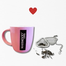 Mahmood Coffee Porselen Kupa Pembe ve Kalp Tasarımlı Çay Süzgeci