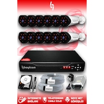 Bayicam 12 Kameralı Uzay 12 Dış Kamera Set 500 GB HDD Full HD Gece Görüşlü Güvenlik Kamerası Sistemi