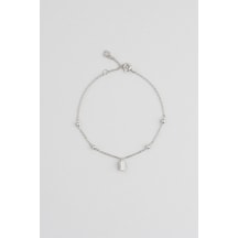 So Chic Dorika Stil 18 Ayar Beyaz Altın Kaplama 18 Cm Gümüş Minimal Bileklik