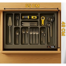 65x49 Cm Antrasit Antibakteriyel Kaşıklık, 60x40 Cm'e Kadar Kesilebilir, Çekmece İçi Kaşıklık Antrasit - Gri
