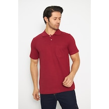 T-shirt Polo Yaka Kısakol %100 Pamuk Cepli Bordo