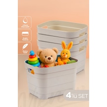Vienev 4'lü 5 Litre Saklama Kutusu Bej Bej