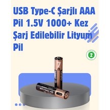 Usb Type-c Şarjlı Aaa Lityum Pil 1.5v Sabit Voltaj 1000+ Şarj Döngüsü İle Uzun Ömür
