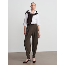 Dilvin 72228 Pileli Kumaş Pantolon-haki Haki