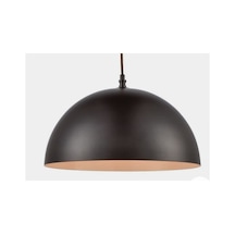 Retro Rustik Metal Sarkıt Avize 30 Cm Mat Siyah Içi Beyaz Siyah