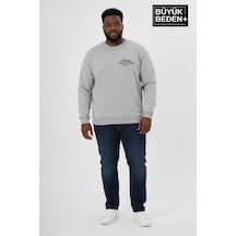 Süperlife Erkek Büyük Beden Unified Collective Baskılı Bisiklet Yaka İnce Sweatshirt Spr26bsw956-10 Açık Gri Melanj