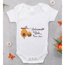 Bitmeyenkartus Bk Kids Isimli Halasının Balı Tasarımlı Bebek Body Zıbın - Model Beyaz