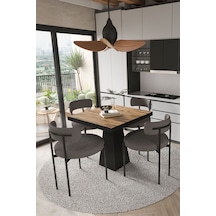 Avvio Lago Siyah Lake Mdf Ayak 80x80 Yemek Masası Mutfak Masası 4 Kişilik Masa Takımı Teddy Sandalye Akça Avvio9886