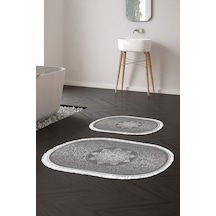 Eko Trend Djt 2 Li Yıkanabilir Kaymaz Taban Oval Banyo Paspas Klozet Takımı 1448 Osmanli Gümüş