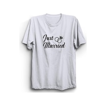 Just Married Evlendik Baskılı Tshirt Beyaz Just Married Evlendik Baskılı Tshirt Beyaz