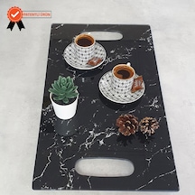 Decorita Cam Tepsi Siyah Mermer 29Cm X 52Cm