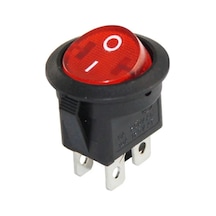 Ayt Ic-131-4 Yuvarlak Işıklı On Off Anahtar 4 Pin Aç Kapa Düğme Buton 23 Mm