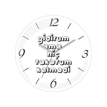 Karadeniz Gidirum Ama Hiç Takatum Kalmadi Çap 30 Bombeli Gerçek Cam Duvar Saati Siyah