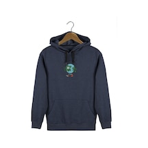 Unisex İndigo Kapüşonlu Önü Earth Baskılı Slim Fit Kanguru Cepli Sweatshirt Indigo Unisex İndigo Kapüşonlu Önü Earth Baskılı Slim Fit Kanguru Cepli Sweatshirt Indigo