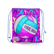 Coral High Kids Pembe Mor Voleybol Desenli İpli Büzgülü Sırt Çantası 12649 Pembe - Beyaz