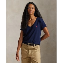 Polo Ralph Lauren Pamuklu Kadın V Yaka Tişört Lacivert