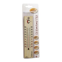 Hubrendy Çer Ahşap 4 X 18.8cm Derece Oda Termometresi İç / Dış Kurşun   İçermez