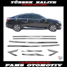 Honda Cıvıc Fc5 Krom Cam Çıtası 8 Prç 2016 Üzeri Paslanmaz Çelik