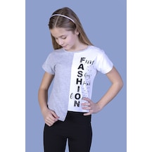 Toontoy Kids Toontoy Kız Çocuk Fasihon Garni Tişört Gri Melanj
