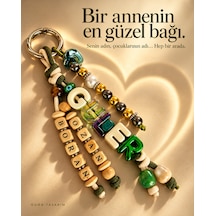 Goob Tasarım Anne Ve Oğullarına Özel İsimli Çanta Aksesuarı, Ahşap Ve Akrilik Harfli Charm Çok Renkli