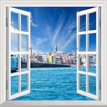 Pencere Poster Duvar Kağıdı İstanbul Galata Yapışkanlı Sticker