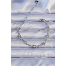 Vip Seri Pirinç Gümüş Renk Zirkon Taşlı Halley Yıldız Model Bileklik Çok Renkli