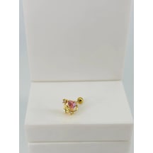 Zirkon Taşlı Uç Kısmı : Pirinç Kıkırdak Bar Uzunluğu : 6 Mm / Bar Kalınlığı 0.8 Mm / Top Boyu 3 Mm - Pt0059-1 Altın
