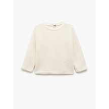 Koton Bisiklet Yaka Uzun Kollu Pamuk Karışımlı Sweatshirt Bej 5skg10591ak Ekru